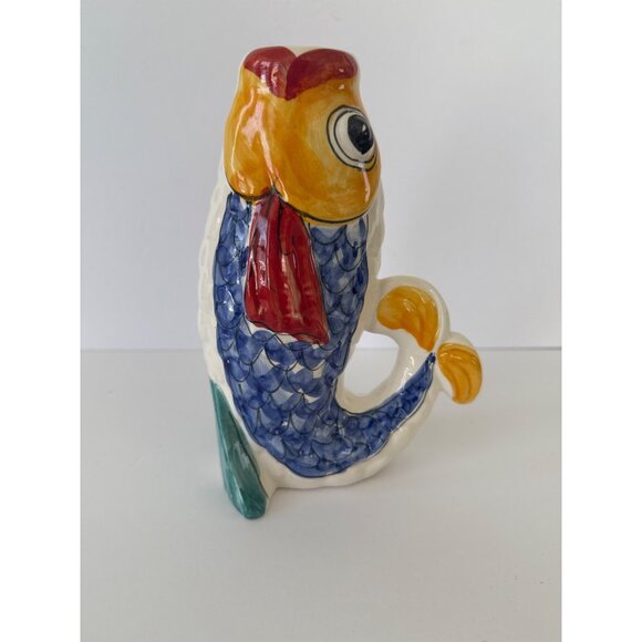 Vintage Italian MCM Pottery Ceramic Fish Candleholder Decor - Picture 3 of 6